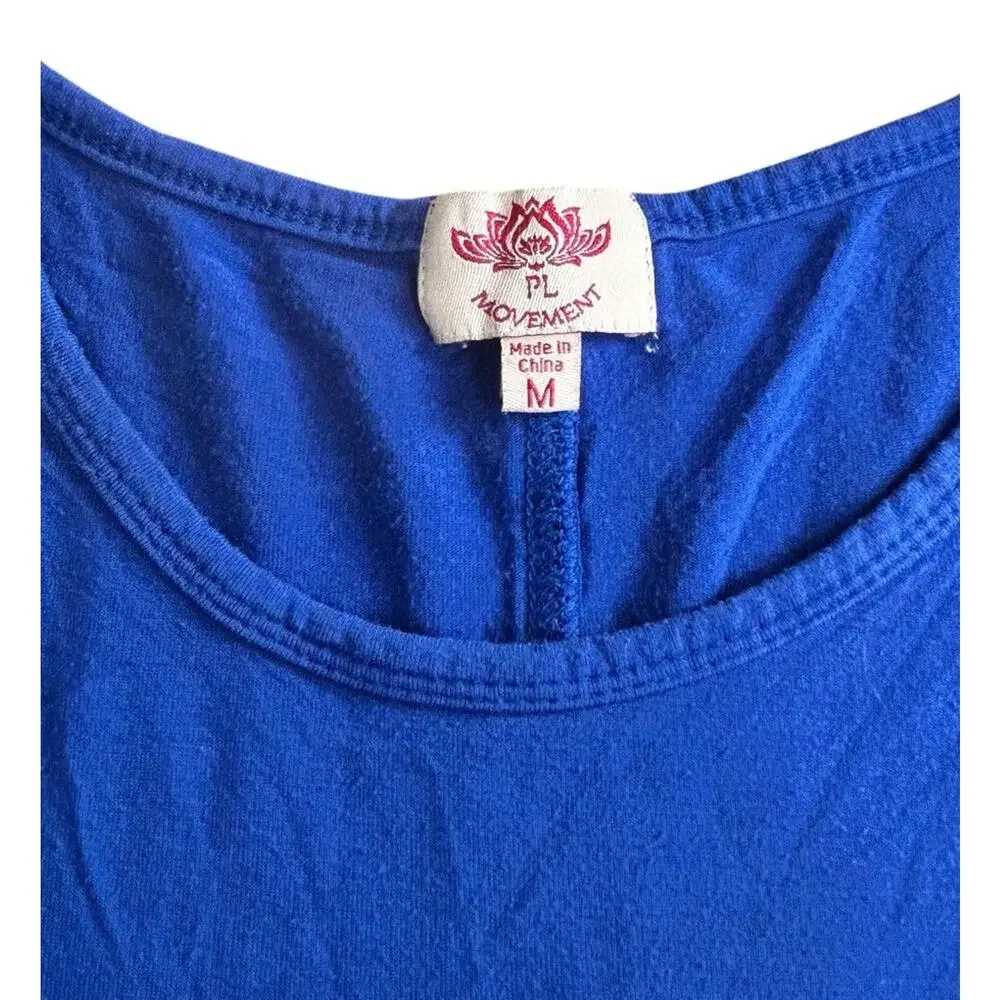 Women's Blue Muscle Shirt Sz M Breathe In Breathe Out Sleeveless Yoga Tee Top